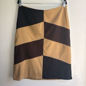 VTG Y2K Patchwork Faux Suede Midi Skirt